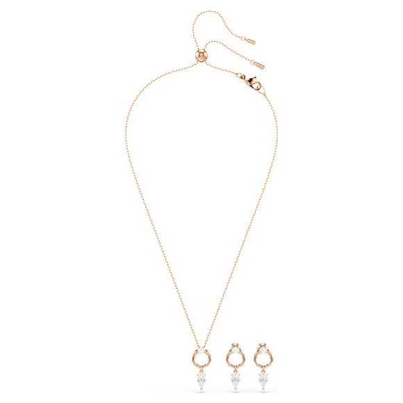 Mesmera set, Pear cut, Round cut, White, Rose gold-tone plated - Swarovski, 5733808