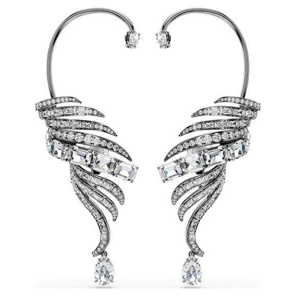 The Vienna Collection ear cuffs, Feather, White, Ruthenium plated - Swarovski, 5733809