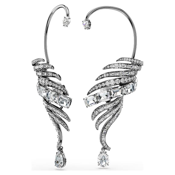 The Vienna Collection ear cuffs, Feather, White, Ruthenium plated - Swarovski, 5733809