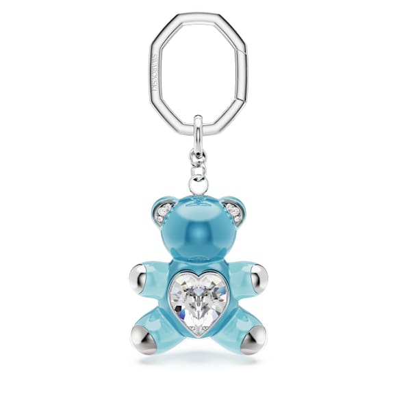 Μπρελόκ Teddy, Αρκούδα, Μπλε, Επιμετάλλωση ροδίου - Swarovski, 5733826