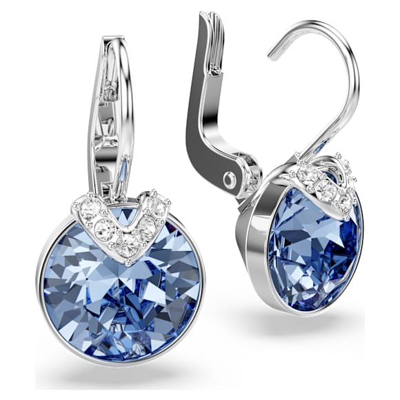 Bella V Drop-Ohrhänger, Rundschliff, Blau, Rhodiniert - Swarovski, 5734234