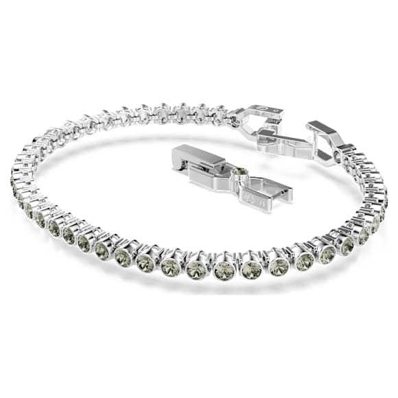 Imber Tennis bracelet, Round cut, Black, Rhodium plated - Swarovski, 5734238