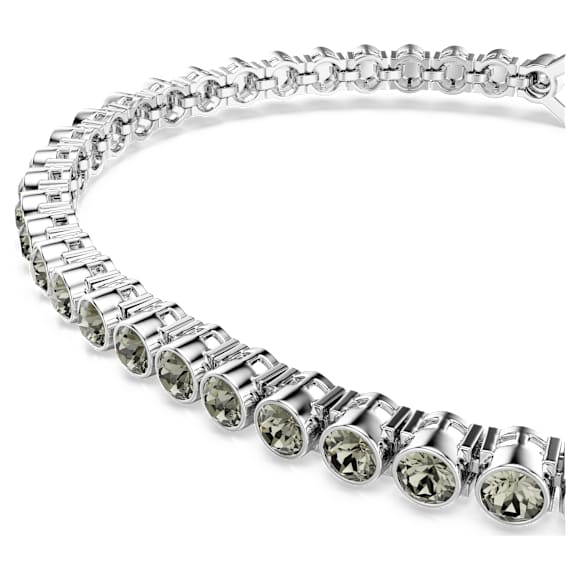 Imber Tennis bracelet, Round cut, Black, Rhodium plated - Swarovski, 5734238