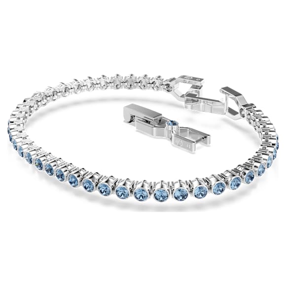 Imber Tennis bracelet, Round cut, Blue, Rhodium plated - Swarovski, 5734239