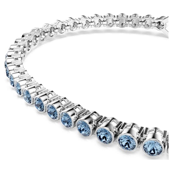 Imber Tennis bracelet, Round cut, Blue, Rhodium plated - Swarovski, 5734239