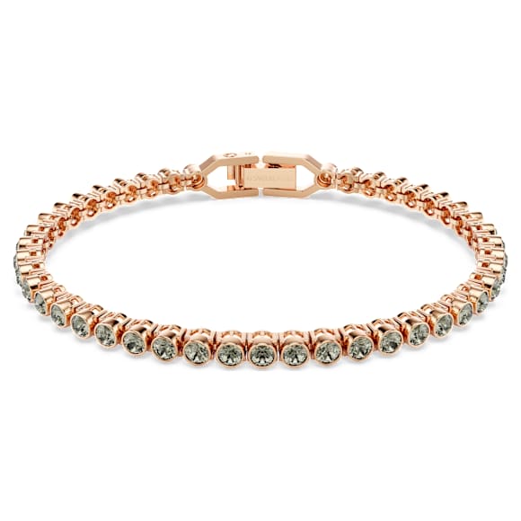 Bransoletka Tennis Imber, Szlif okrągły, Czarna, Powłoka w odcieniu różowego złota - Swarovski, 5734240