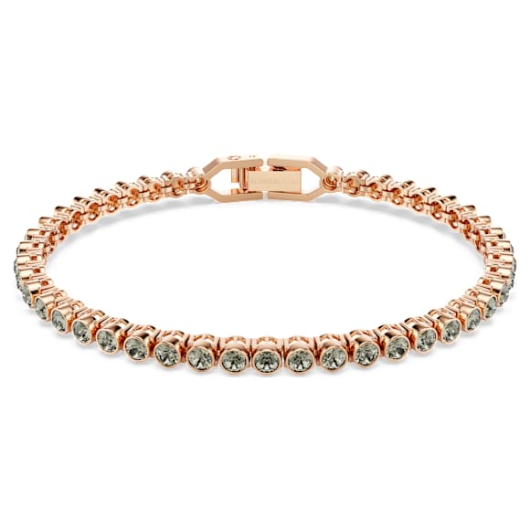 Imber Emily Tennis bracelet, Round cut, Black, 18K rose gold finish - Swarovski, 5734240
