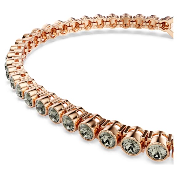 Bransoletka Tennis Imber, Szlif okrągły, Czarna, Powłoka w odcieniu różowego złota - Swarovski, 5734240