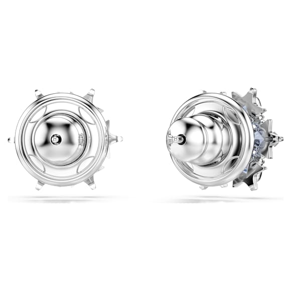 Magic stud earrings, Snowflake, Blue, Rhodium plated - Swarovski, 5734242