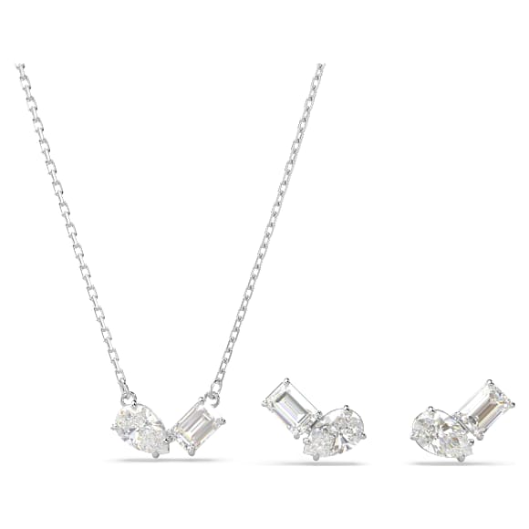 Mesmera set, Pear cut, Octagon cut, White, Rose gold-tone plated - Swarovski, 5734246