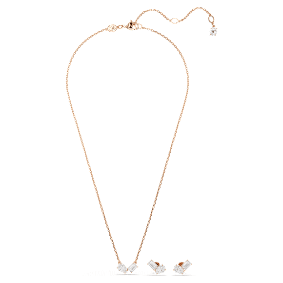 Mesmera 세트, 피어 컷, 옥타곤 컷, 화이트, 18K 로즈 골드 피니시 - Swarovski, 5734246