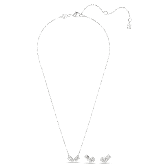 Mesmera set, Pear cut, Octagon cut, White, Rose gold-tone plated - Swarovski, 5734246