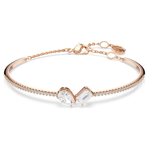 Mesmera bangle, Mixed cuts, White, 18K rose gold finish - Swarovski, 5734247