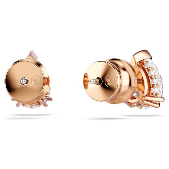 Uhančki Stilla, Hruškasti rez, Beli, Prevleka rožnato zlatega odtenka - Swarovski, 5734248