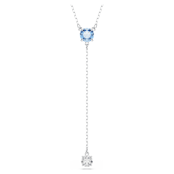 Stilla Attract Y字型ネックレス, ラウンドカット, ブルー, ロジウム・プレーティング - Swarovski, 5734249