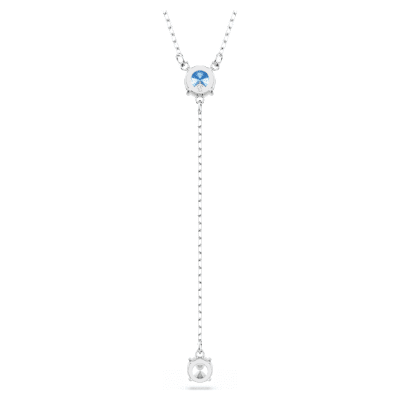 Stilla Attract Y necklace, Round cut, Blue, Rhodium plated - Swarovski, 5734249