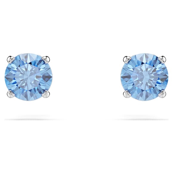 Stilla Attract stud earrings, Round cut, White, Rhodium plated - Swarovski, 5734250