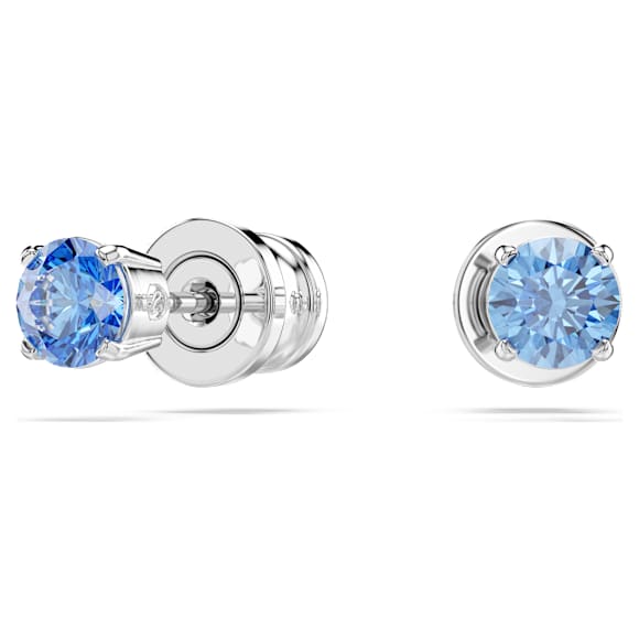 Stilla Attract stud earrings, Round cut, White, Rhodium plated - Swarovski, 5734250