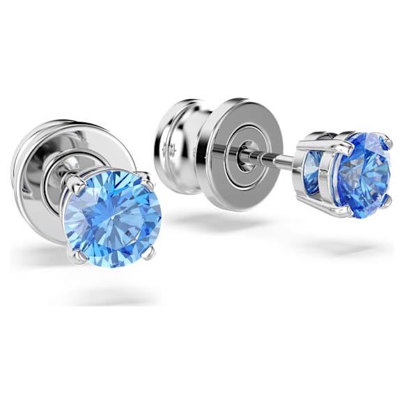 Stilla Attract stud earrings, Round cut, White, Rhodium plated - Swarovski, 5734250