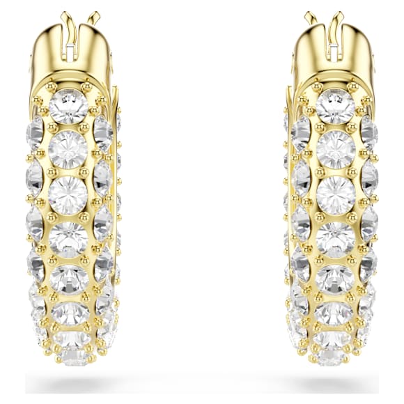 Dextera 大圈耳環, 密鑲, 迷你, 白色, 鍍金（金色飾面） - Swarovski, 5734275