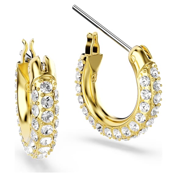 Anneaux d'oreilles Dextera, Pavé, Mini, Blanches, Placage de ton or - Swarovski, 5734275