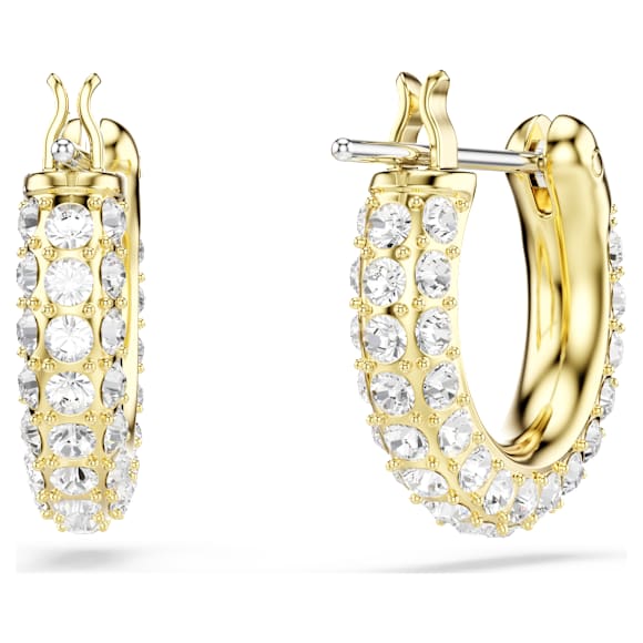 Anneaux d'oreilles Dextera, Pavé, Mini, Blanches, Placage de ton or - Swarovski, 5734275