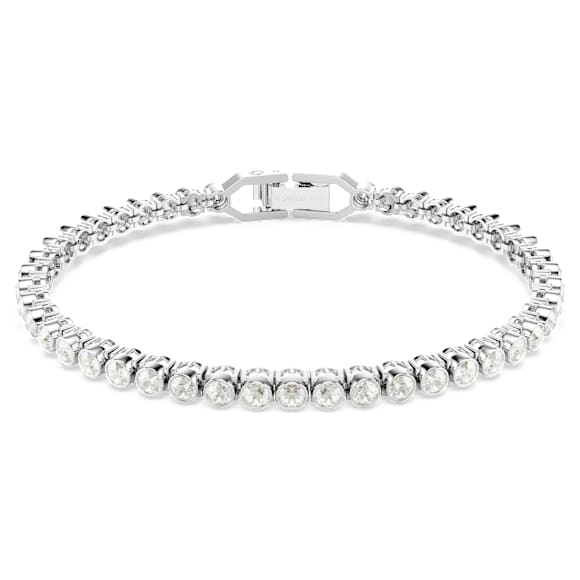 Imber Emily Tennis 手鏈, 圓形切割, 白色, 鍍白金色 - Swarovski, 5734279