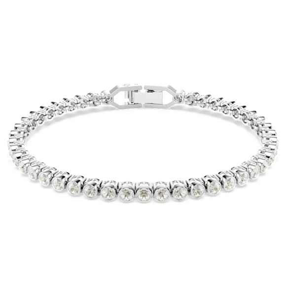Imber Emily Tennis 手鏈, 圓形切割, 白色, 鍍白金色 - Swarovski, 5734279