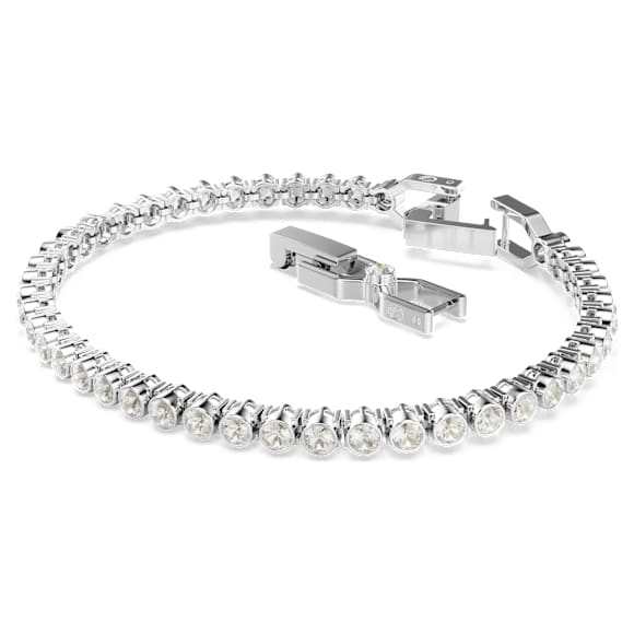Imber Emily Tennis 手鏈, 圓形切割, 白色, 鍍白金色 - Swarovski, 5734279