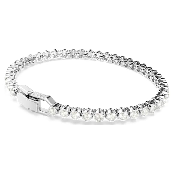 Imber Emily Tennis 手鏈, 圓形切割, 白色, 鍍白金色 - Swarovski, 5734279