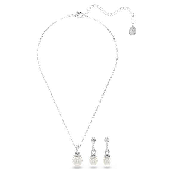Originally set, Pavé, Crystal pearl, White, Rhodium plated - Swarovski, 5734280