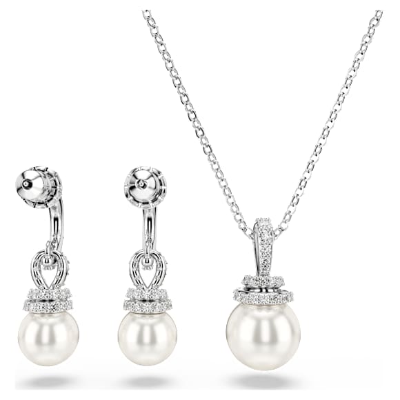 Originally set, Pavé, Crystal pearl, White, Rhodium plated - Swarovski, 5734280