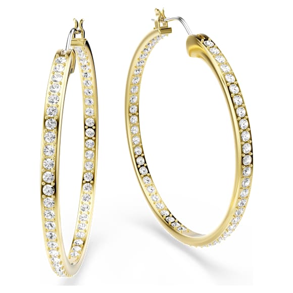 Sommerset hoop earrings, White, Gold-tone plated - Swarovski, 5734281
