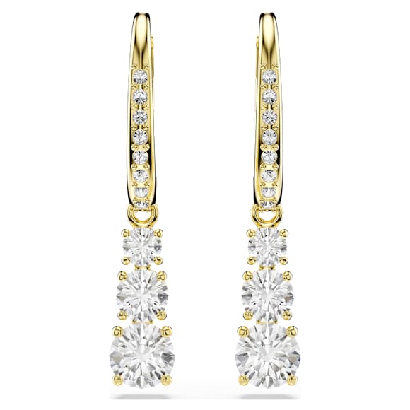 Stilla Attract hoop earrings, Round cut, White, Gold-tone plated - Swarovski, 5734480