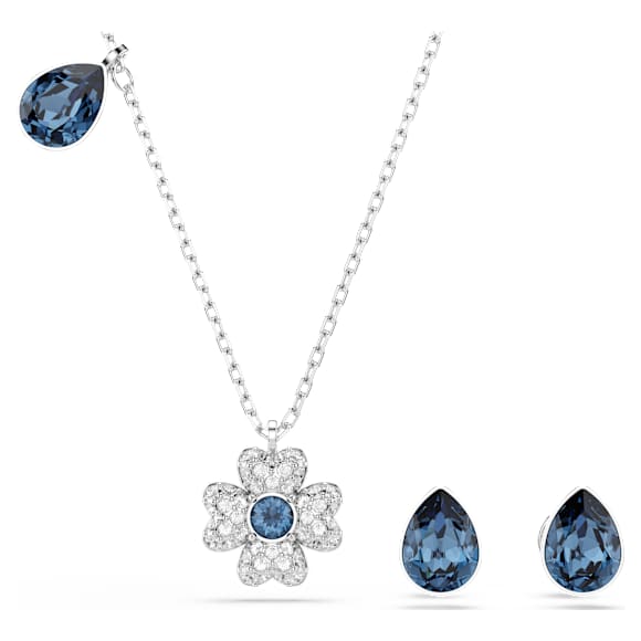 Symbolica set, Clover, Blue, Rhodium plated - Swarovski, 5734546