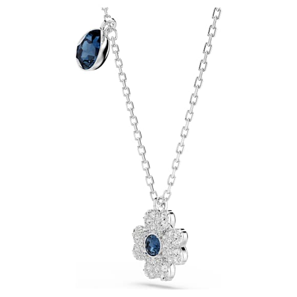 Symbolica necklace, Clover, Blue, Rhodium plated - Swarovski, 5734553