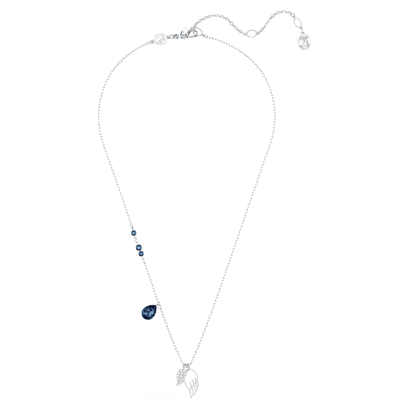 Symbolica necklace, Wings, Blue, Rhodium plated - Swarovski, 5734554