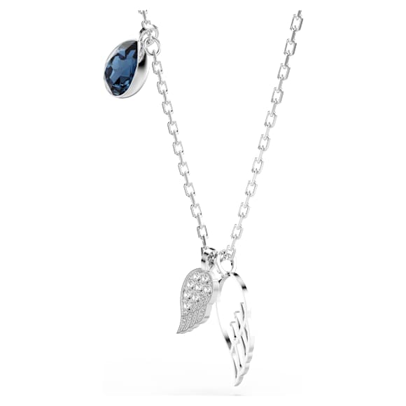 Symbolica necklace, Wings, Blue, Rhodium plated - Swarovski, 5734554
