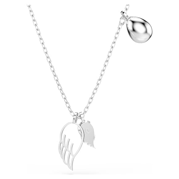 Symbolica necklace, Wings, Blue, Rhodium plated - Swarovski, 5734554