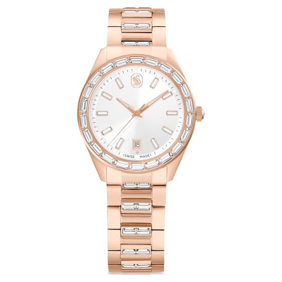 Matrix date ウォッチ, スイス製, メタルブレスレット, ローズゴールドカラー, ローズゴールドトーン仕上げ - Swarovski, 5734659
