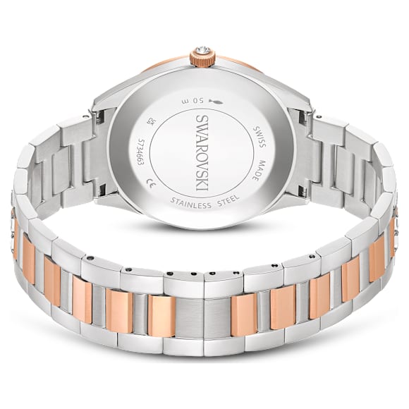 Matrix date ウォッチ, スイス製, メタルブレスレット, ローズゴールドカラー, ミックスメタル仕上げ - Swarovski, 5734663