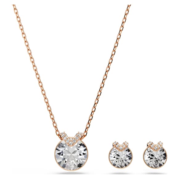 Bella V 세트, 라운드 컷, 화이트, 로즈골드 톤 플래팅 - Swarovski, 5734674