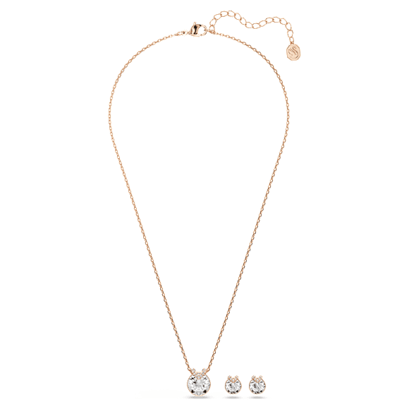 Bella V 세트, 라운드 컷, 화이트, 로즈골드 톤 플래팅 - Swarovski, 5734674