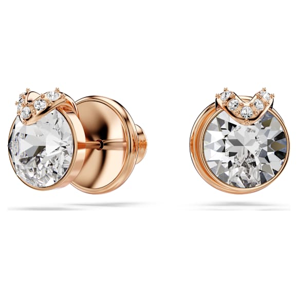 Bella V セット, ラウンドカット, ホワイト, ローズゴールドトーン