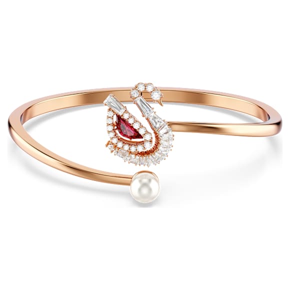 Dancing Swan 手镯, 天鹅, 红色, 镀玫瑰金色调 - Swarovski, 5734988