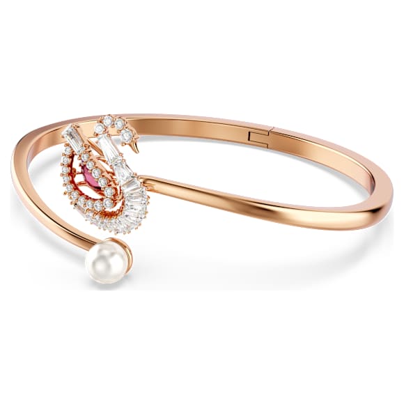 Dancing Swan 手镯, 天鹅, 红色, 镀玫瑰金色调 - Swarovski, 5734988