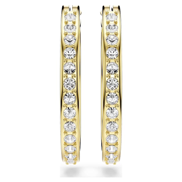 Sommerset hoop earrings, Small, White, Gold-tone plated - Swarovski, 5735020