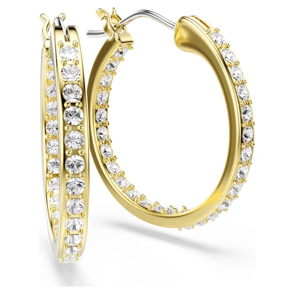 Sommerset hoop earrings, Small, White, Gold-tone plated - Swarovski, 5735020