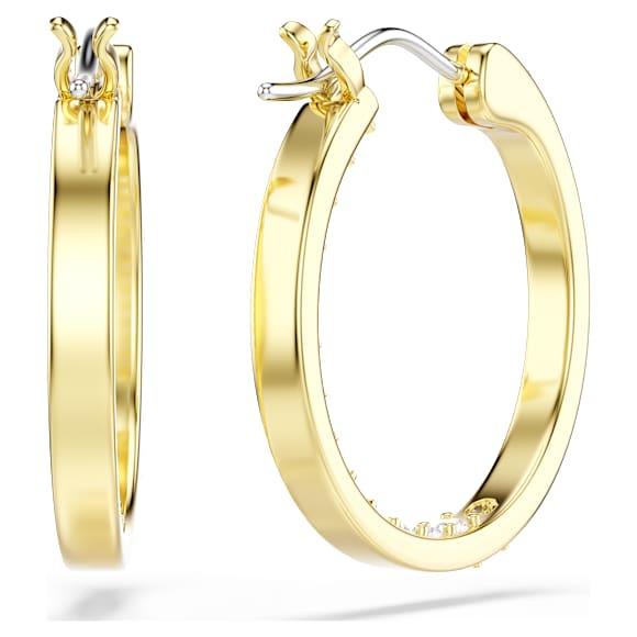 Sommerset hoop earrings, Small, White, Gold-tone plated - Swarovski, 5735020