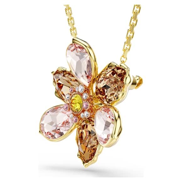 Idyllia pendant and brooch, Mixed cuts, Flower, Multicolored, Gold-tone plated - Swarovski, 5735227
